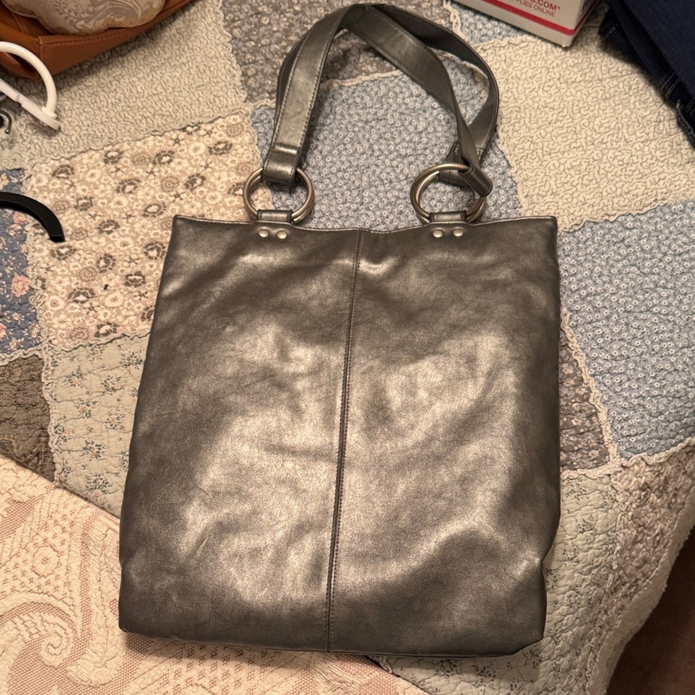 Vintage Metallic Silver Tote Bag